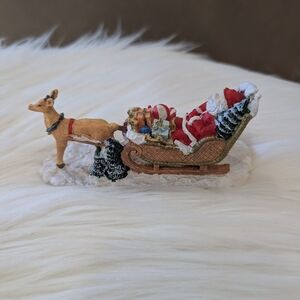 Festive Santa, Reindeer and Sleigh Christmas Holiday Decoration